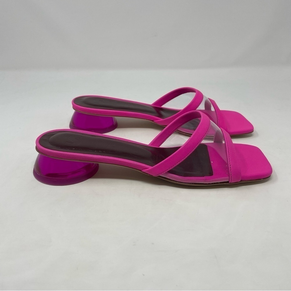 NIB Staud Simone Leather Clear Mules Shoes Bougainvillea - Picture 6 of 14